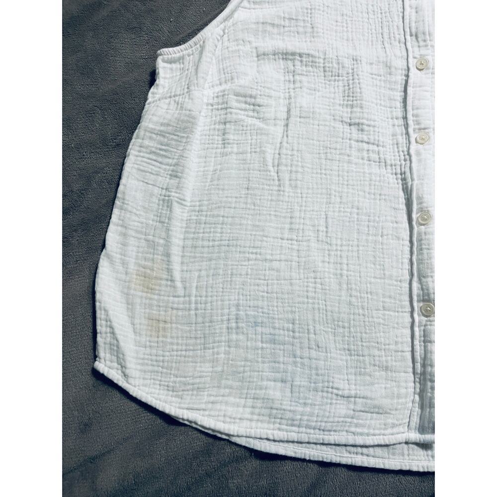 NWT J. Crew Button Up Sleeveless Gauze Shirt White Size 2X Flawed Lightweight - Picture 6 of 12